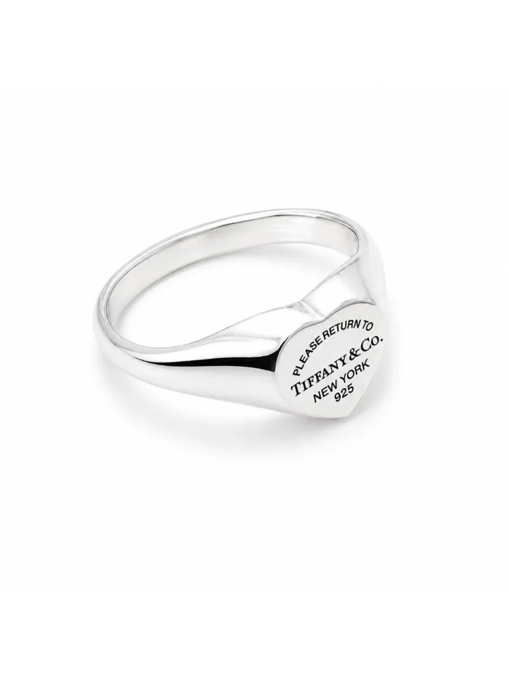 Size 9.5 Return to Tiffany Heart Signet Ring in Sterling Silver